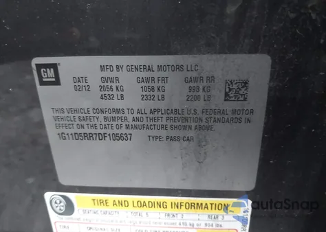 2013 Chevrolet Malibu Eco z USA, uszkodzony, nr VIN 1G11D5RR7DF105637